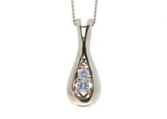 9ct Two Stone Claw Set Diamond Pendant 0.33 Carats - Valued by GIE £2,545.00 - Two round brilliant