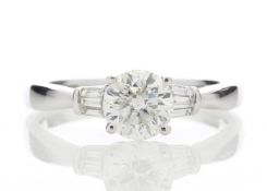 18ct White Gold Single Stone Diamond Ring With Baguette (1.02) 1.15 Carats - Valued by IDI £12,000.