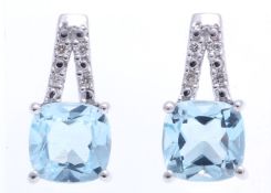 9ct White Gold Diamond And Blue Topaz Earring 0.05 Carats - Valued by GIE £1,445.00 - Two gorgeous
