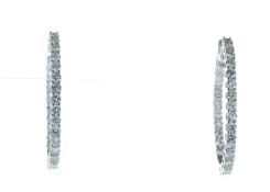 18ct White Gold Diamond Hoop Earrings 2.23 Carats - Valued by IDI £10,500.00 - 18ct White Gold