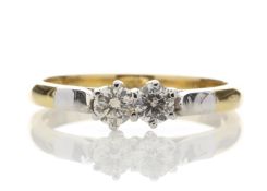 18ct Two Stone Claw Set Diamond Ring 0.33 Carats - Valued by IDI £2,950.00 - Two round brilliant cut