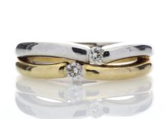 18ct Two Stone Rub Over Set Diamond Ring 0.15 Carats - Valued by AGI £2,580.00 - Two round brilliant