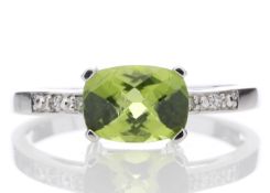 9ct White Gold Peridot Diamond Ring 0.05 Carats - Valued by GIE £1,595.00 - This stunning ring