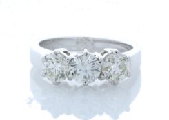 18ct White Gold Three Stone Claw Set Diamond Ring 1.52 Carats - Valued by GIE £14,595.00 - 18ct
