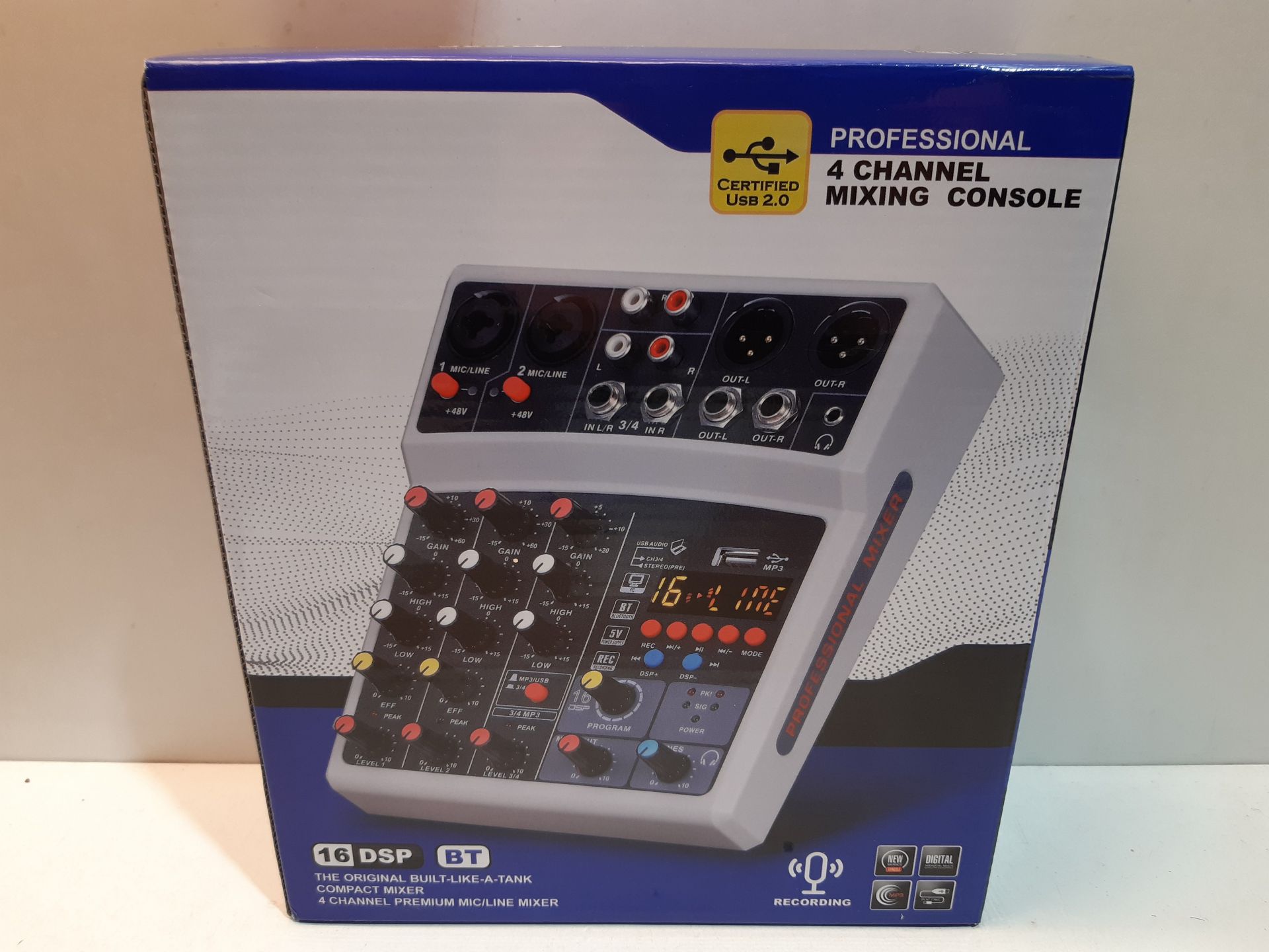 RRP £48.98 BOMGE 4 channel 16 DSP Echo dj audio sound mixer interface - Image 2 of 2