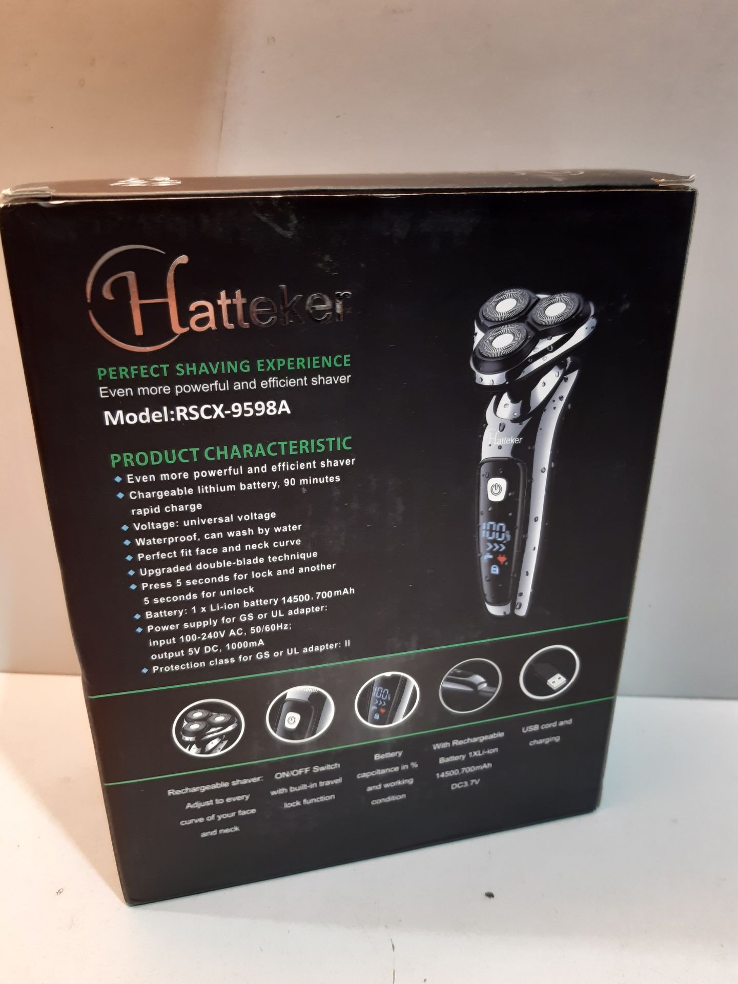 RRP £30.00 HATTEKER Mens Electric Shaver Razor Beard Trimmer Rotary - Image 2 of 2