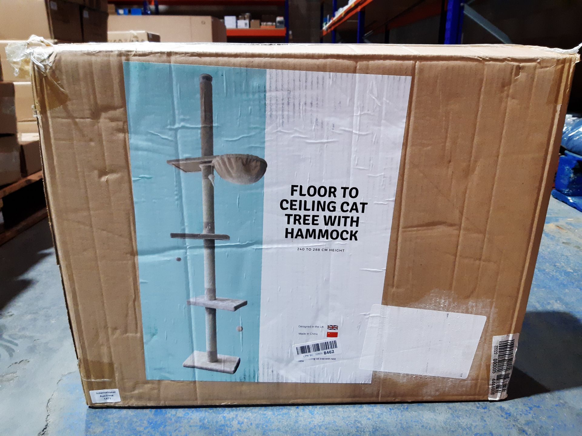 RRP £74.95 Cat Tree Floor to Ceiling 240-288cm with Plush Cat Hammock - Image 2 of 2