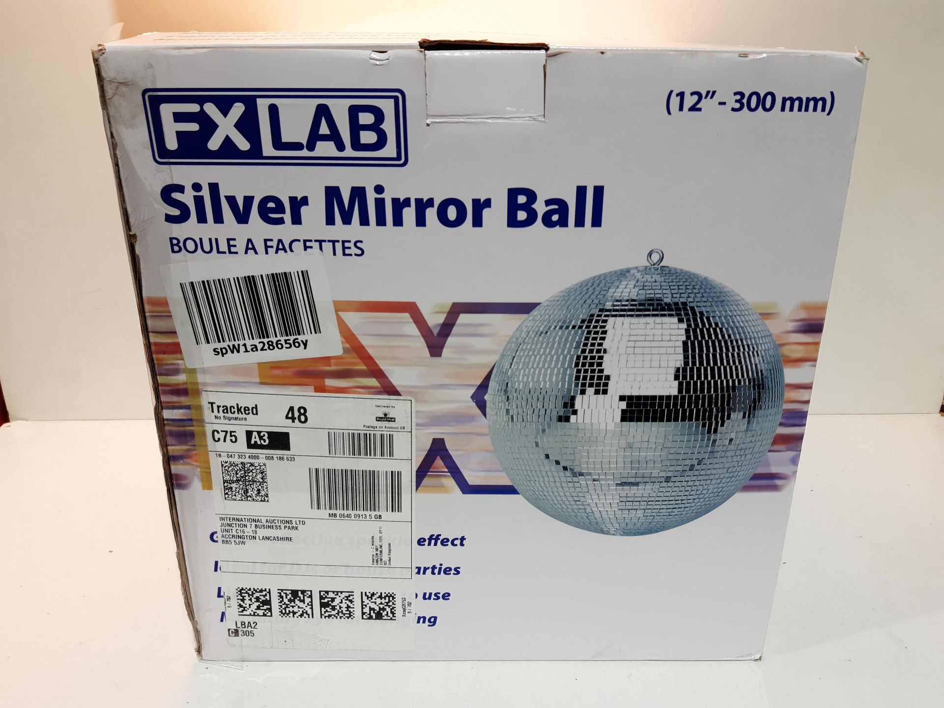 RRP £28.99 Brand New Soundlab Silver 300mm Lightweight Disco Mirror Ball Lighting Effect - Image 2 of 2