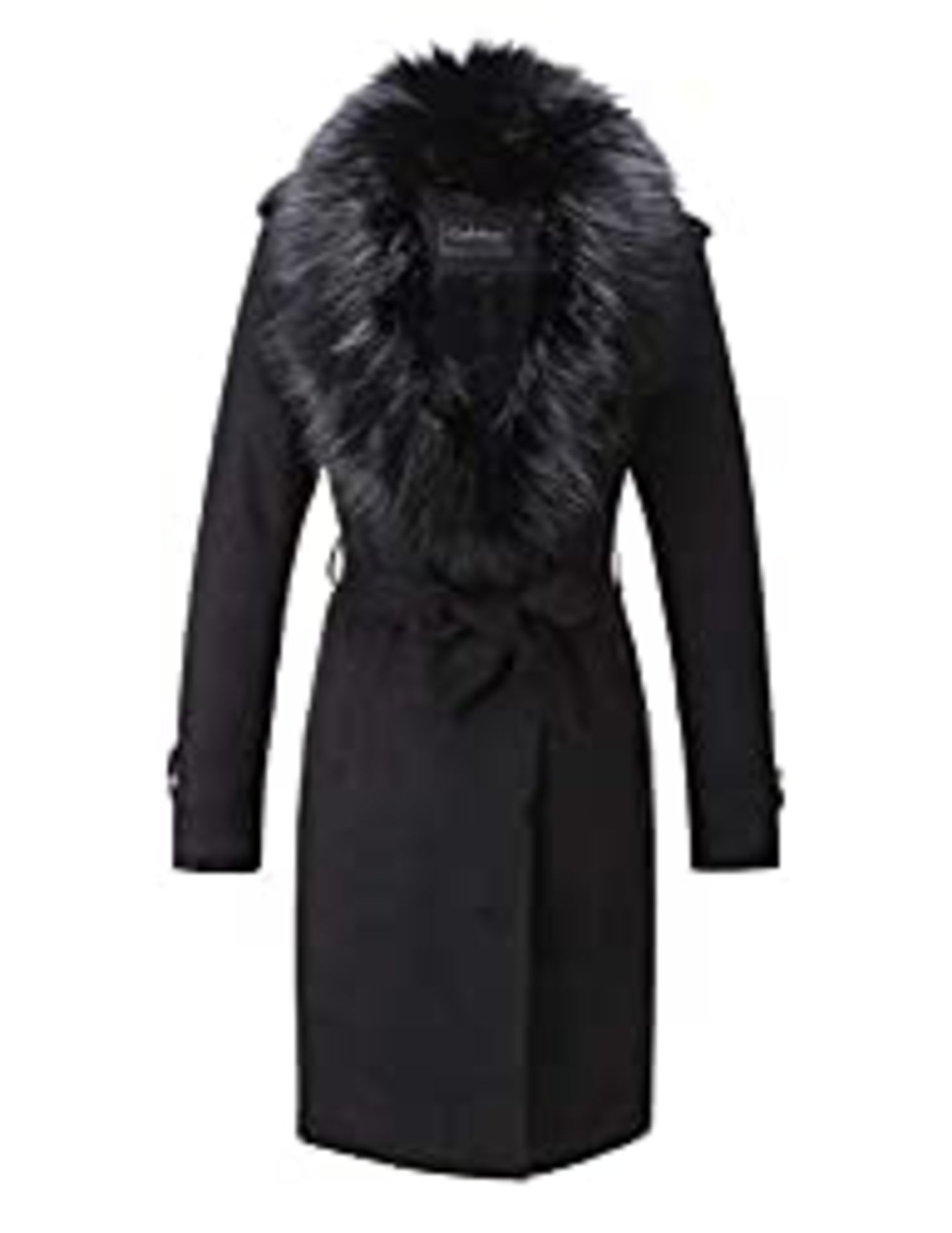 RRP £59.08 Giolshon Women's Faux Suede Long Jacket Lapel Belted