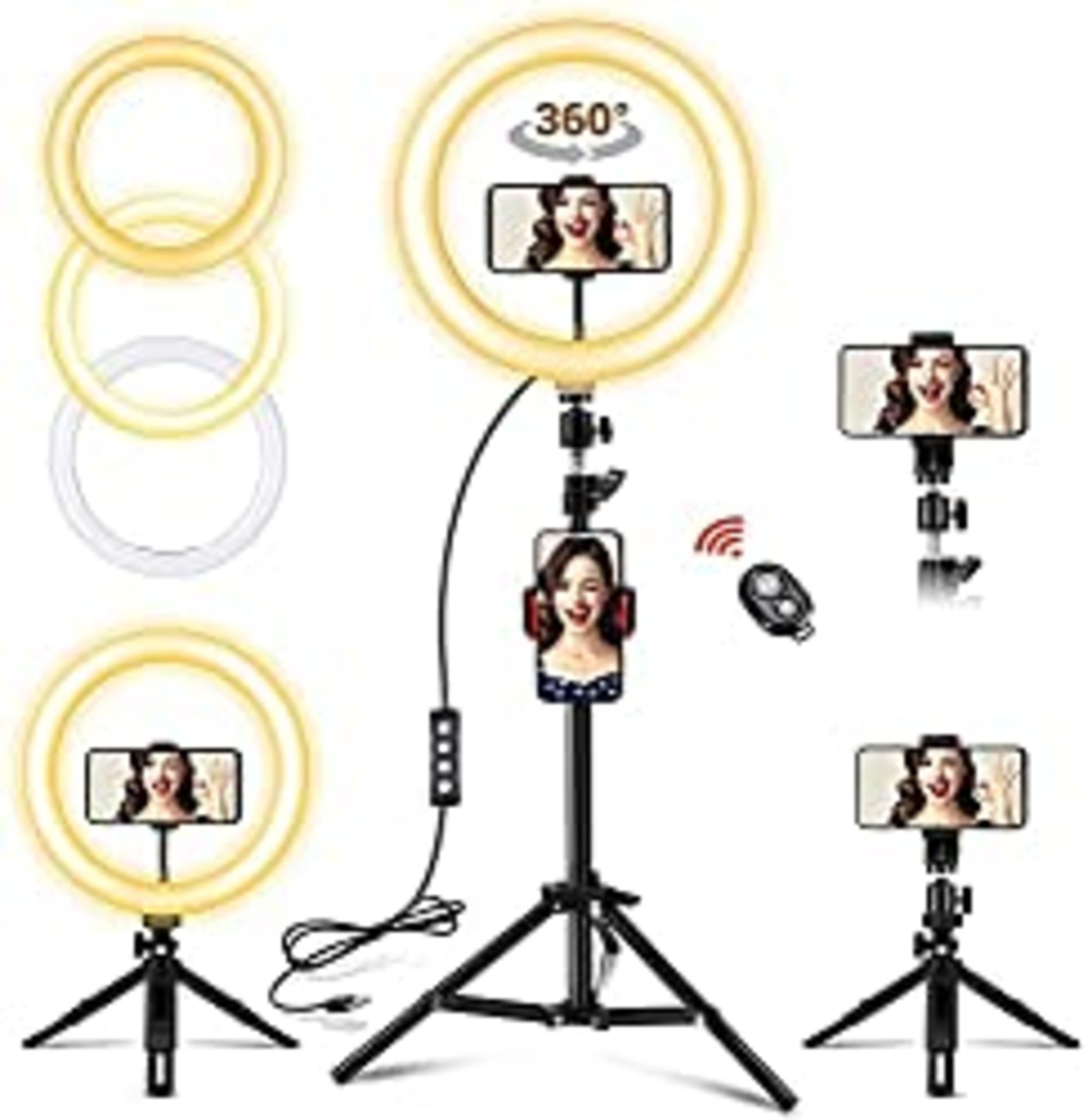 RRP £16.48 10" Led Ring Light with 2 Tripod Stand and Phone Holder