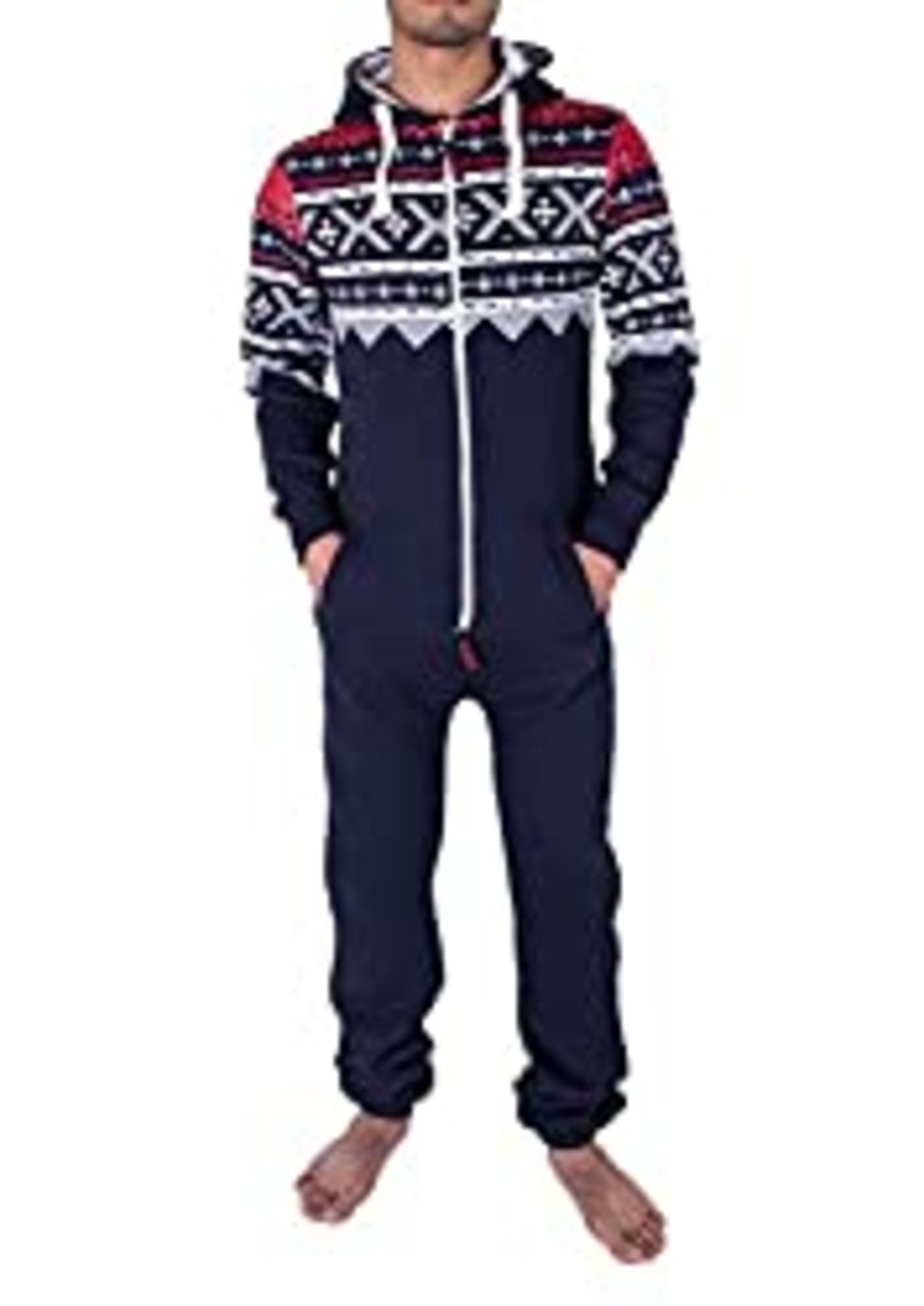 RRP £22.99 NOROZE Mens Stylish All in One Jumpsuit Onesie (2XL, Navy)