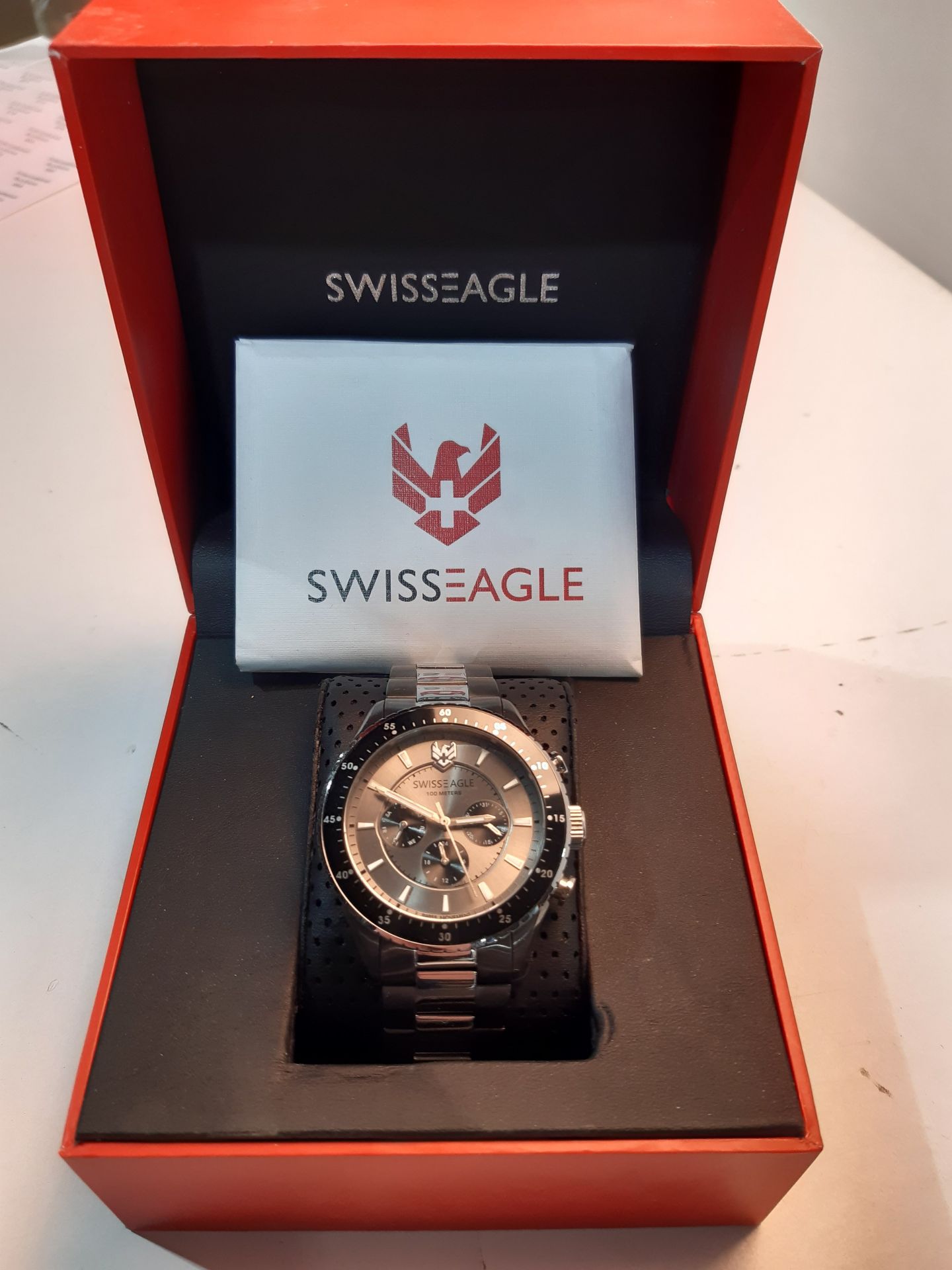 RRP £149.00 Swiss Eagle Men s Chronograph Gunmetal Dial Watch (Model - SE-9163) - Image 2 of 2