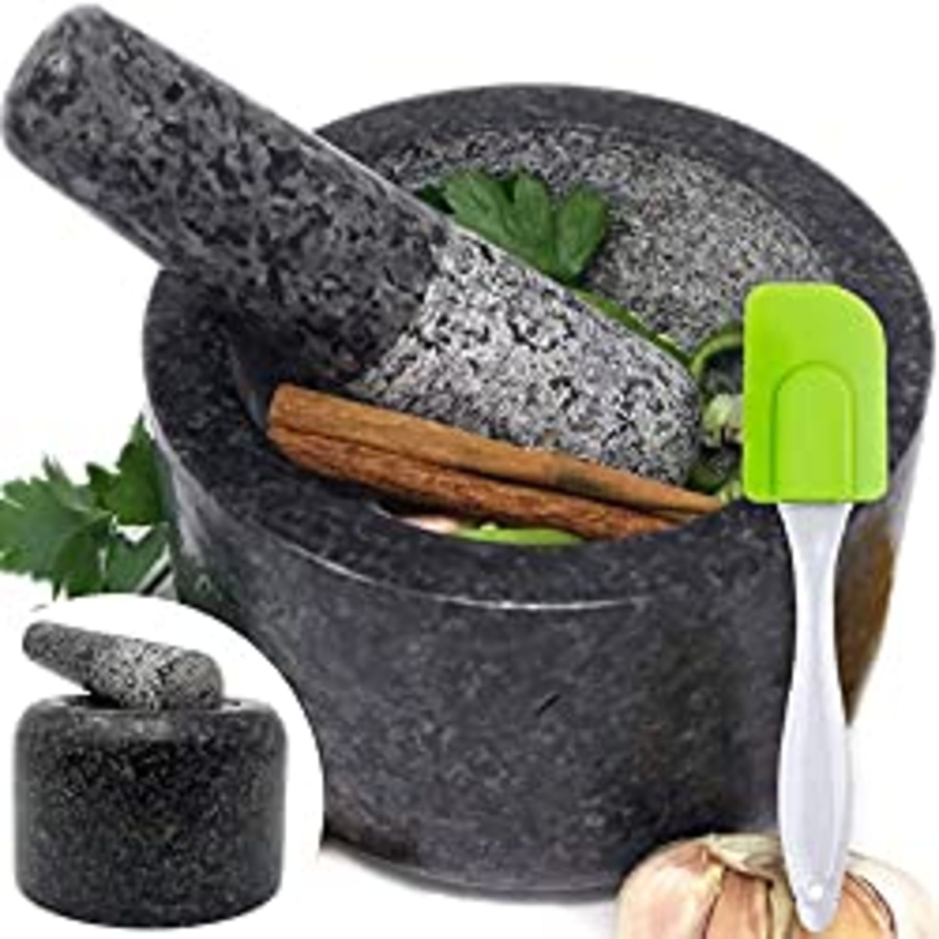 RRP £21.98 Ezo.Home Granite Pestle and Mortar Large Set - Reversible Double Side Use