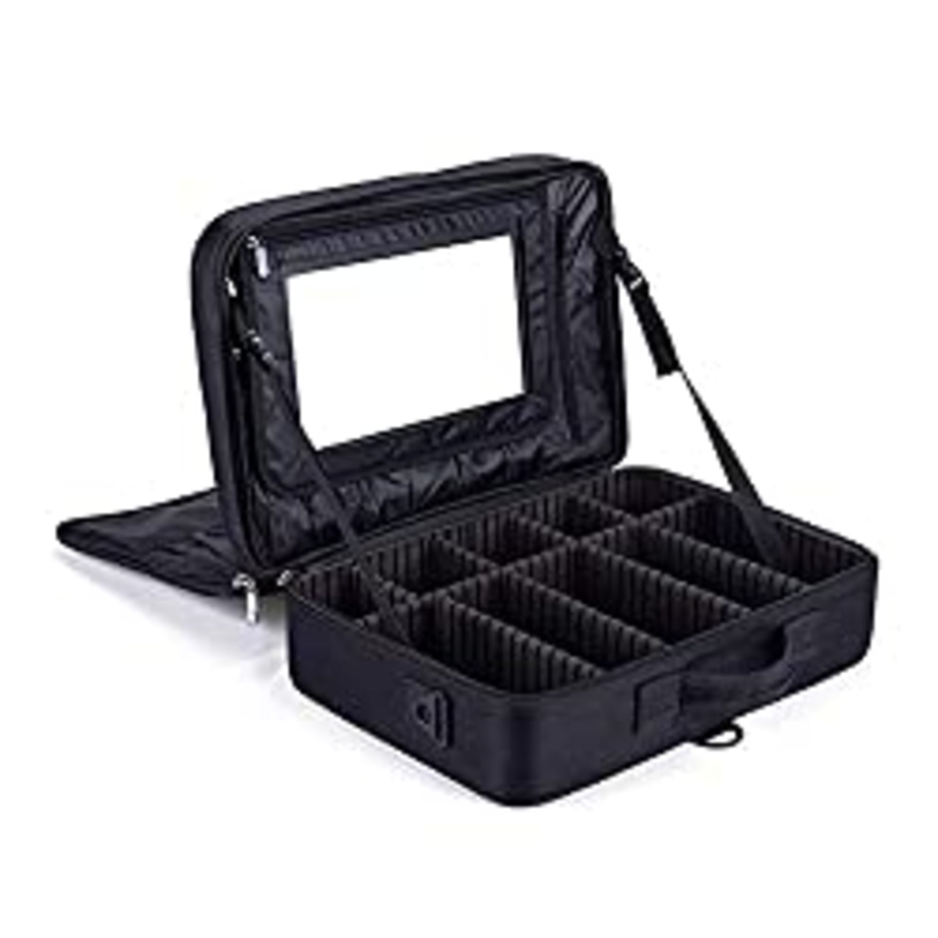 RRP £21.60 Large Makeup Train Case with Mirror 3 Layers Makeup