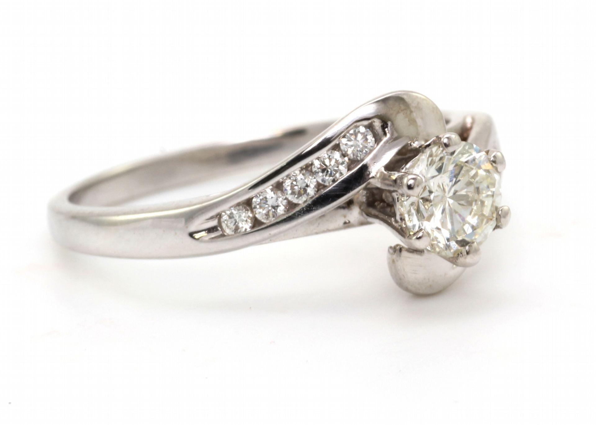 18ct White Gold Single Stone Fancy Set Diamond Ring (0.51) 0.65 Carats - Valued by AGI £3,080.00 - - Image 5 of 5