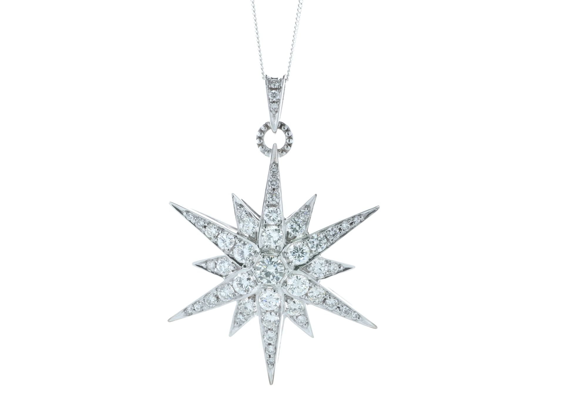 18ct White Gold Star Shape Diamond Pendant 2.84 Carats - Valued by IDI £19,500.00 - 18ct White