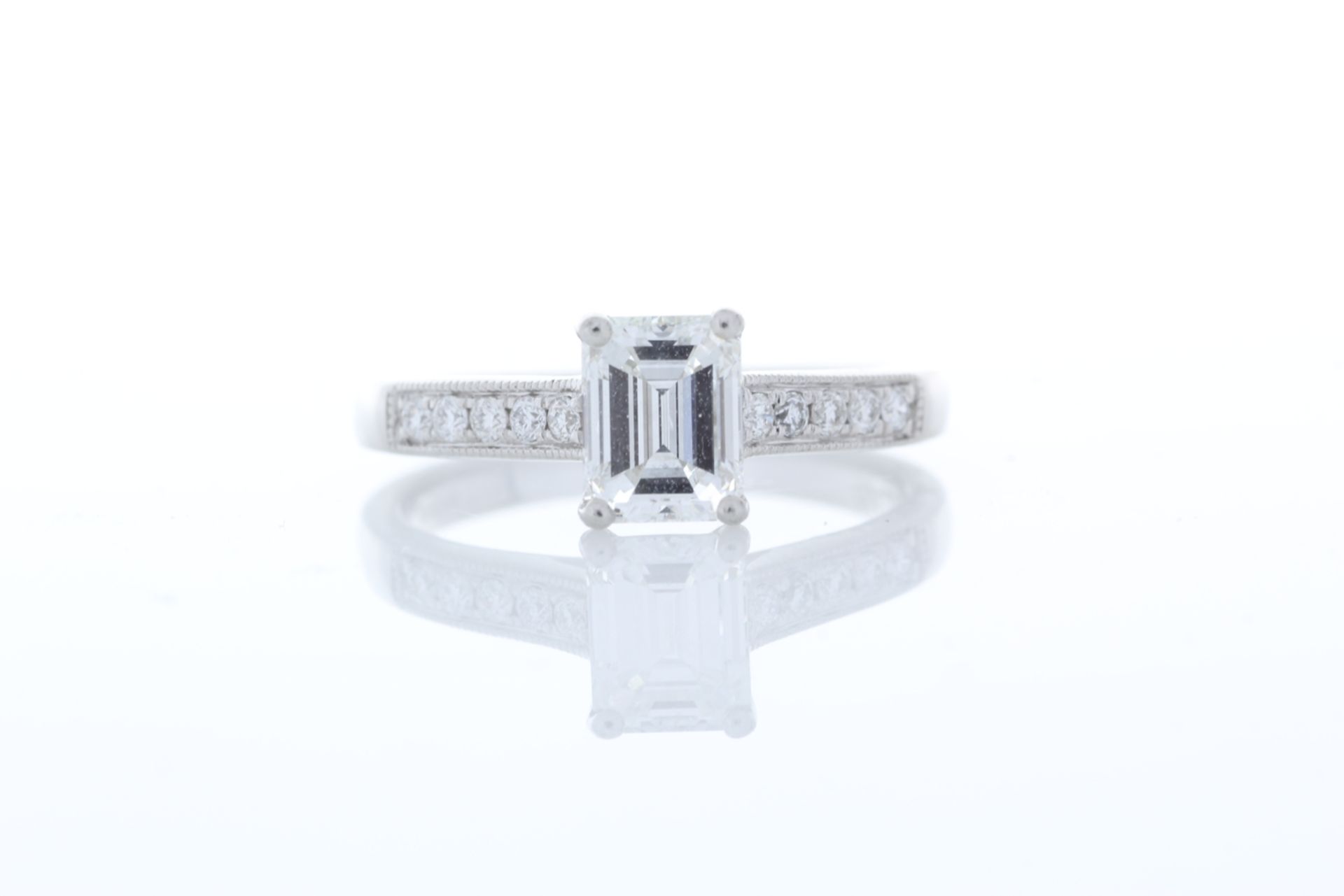 Platinum Single Stone Emerald Cut Diamond Ring 1.04 Carats - Valued by GIE £50,345.00 - Platinum