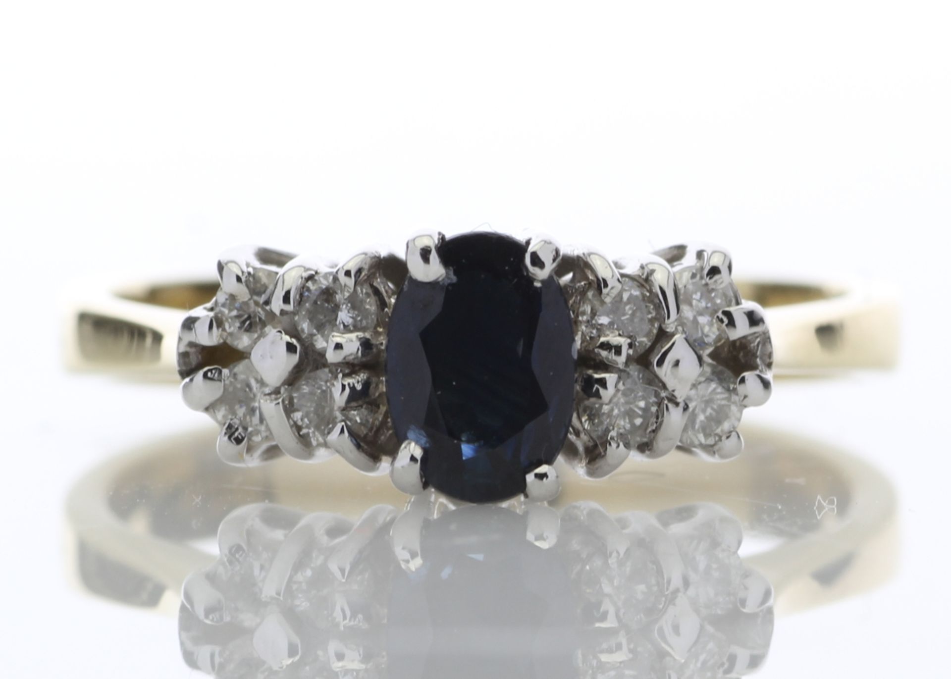 18ct Nine Stone Boat Shape Cluster Claw Set Diamond Saphire Ring 0.50 Carats - Valued by GIE £7,