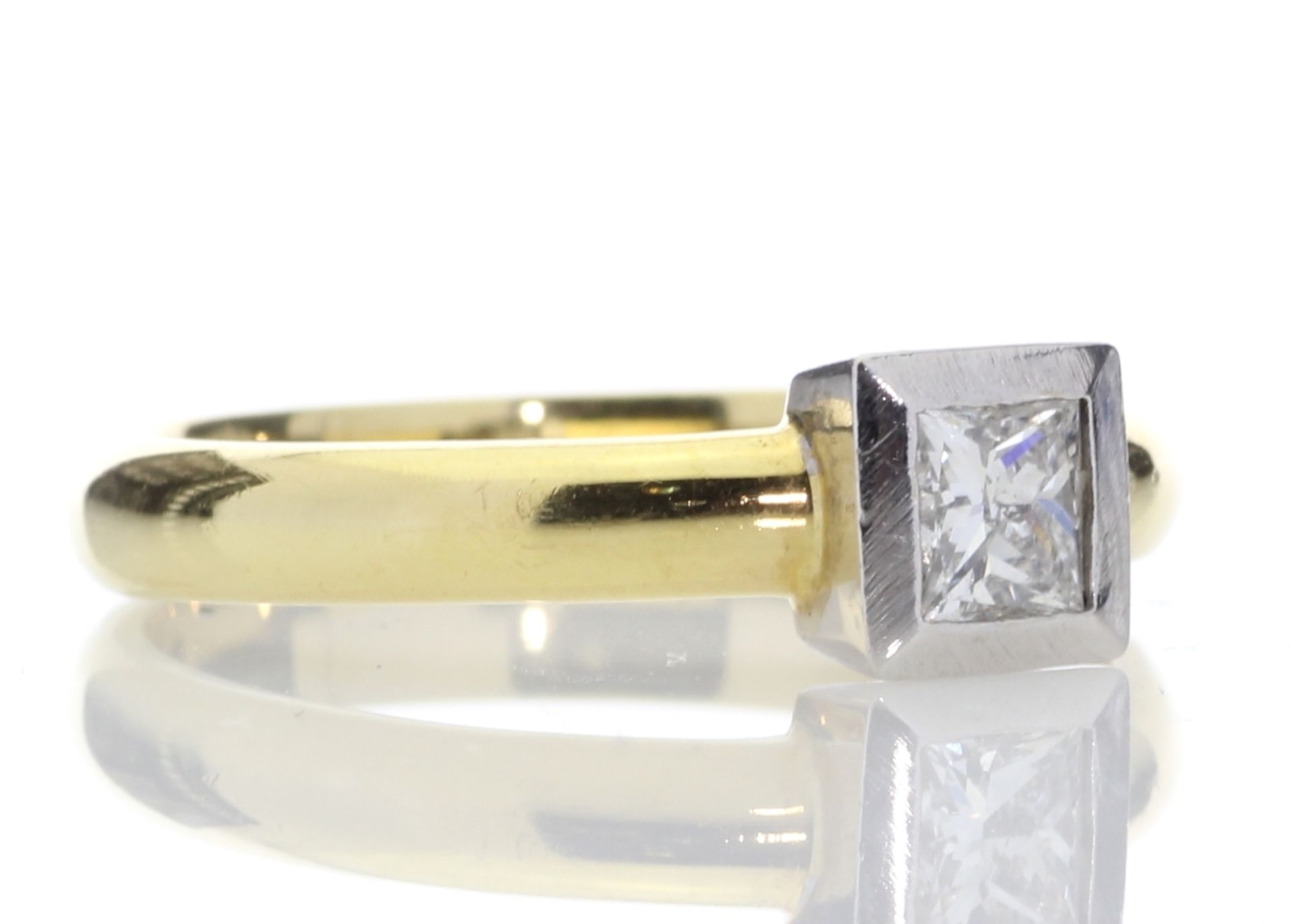 18ct Single Stone Princess Cut Rub Over Diamond Ring D SI 0.45 Carats - Valued by AGI £3,218.00 - - Image 4 of 8