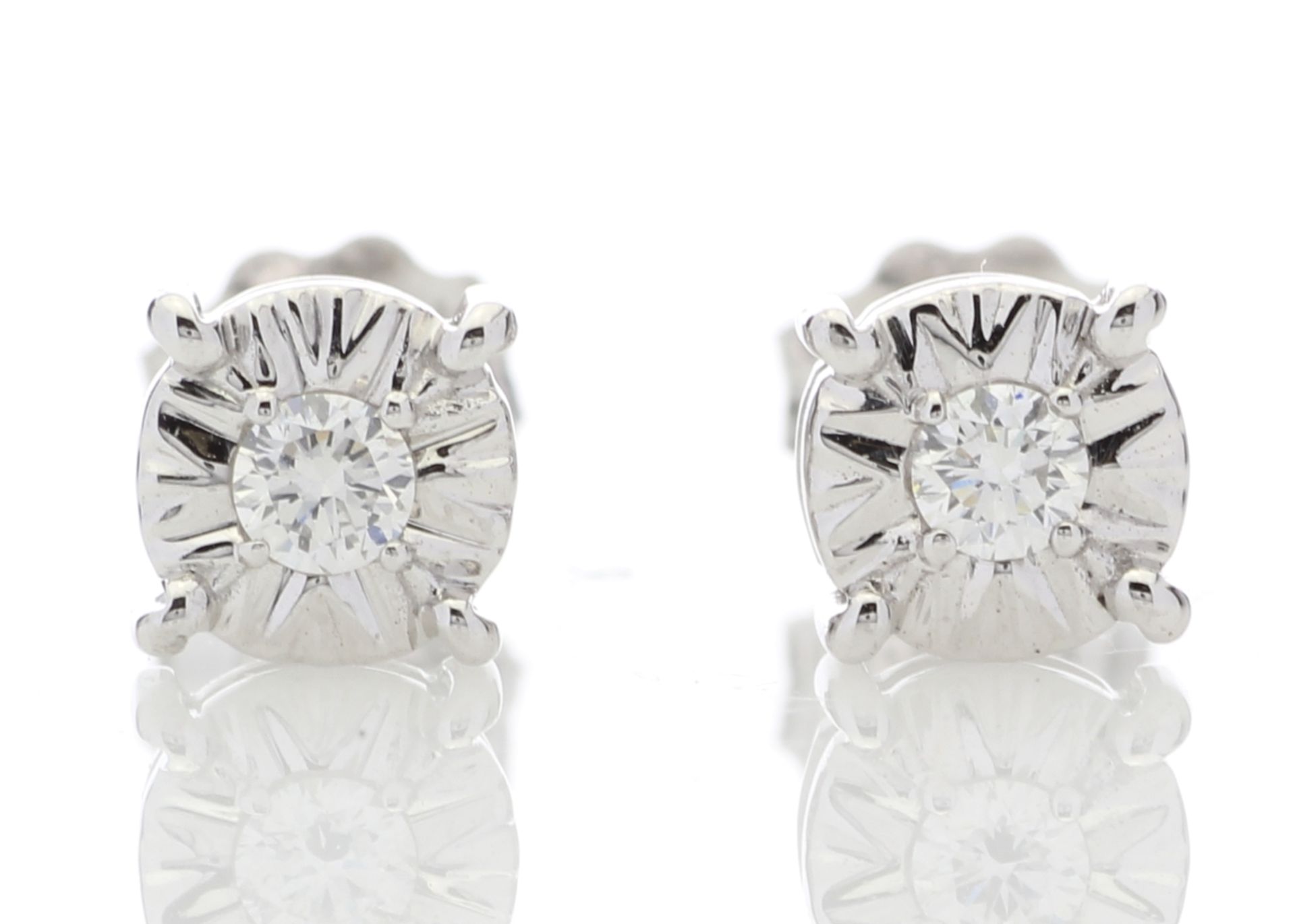 9ct White Gold Single Stone Claw Set Diamond Earring 0.10 Carats - Valued by GIE £1,749.00 - 9ct