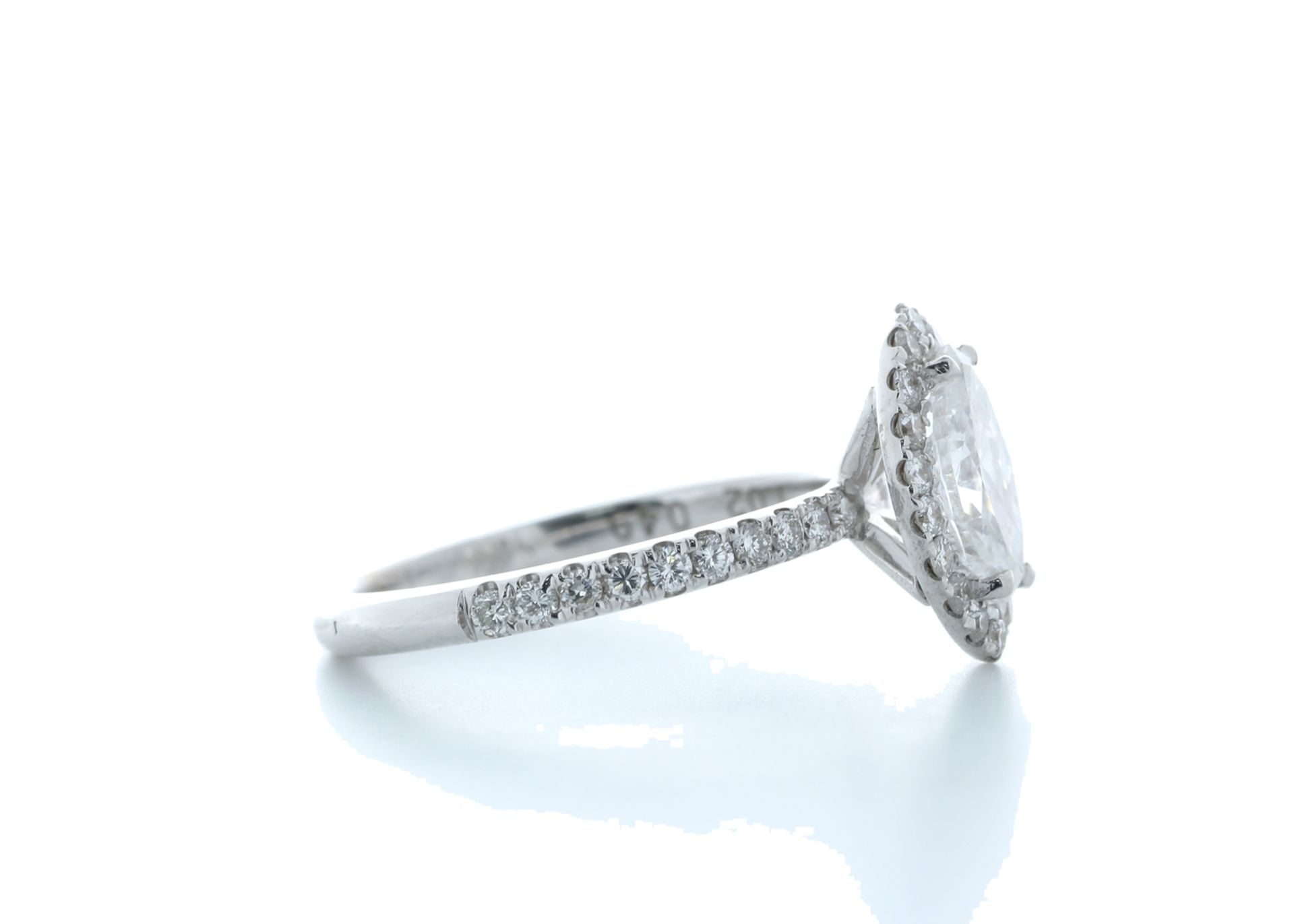 18ct White Gold Marquise Diamond With Halo Setting Ring 1.51 (1.02) Carats - Valued by IDI £13,000. - Image 4 of 5