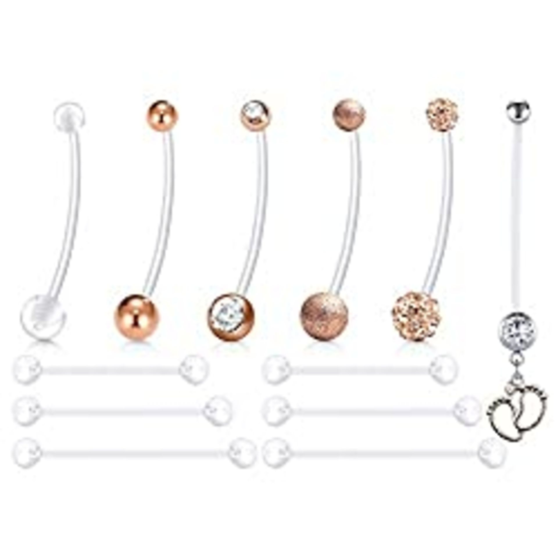 RRP £11.75 AceFun 6Pcs Pregnancy Belly Bars Rose Gold Long Bar