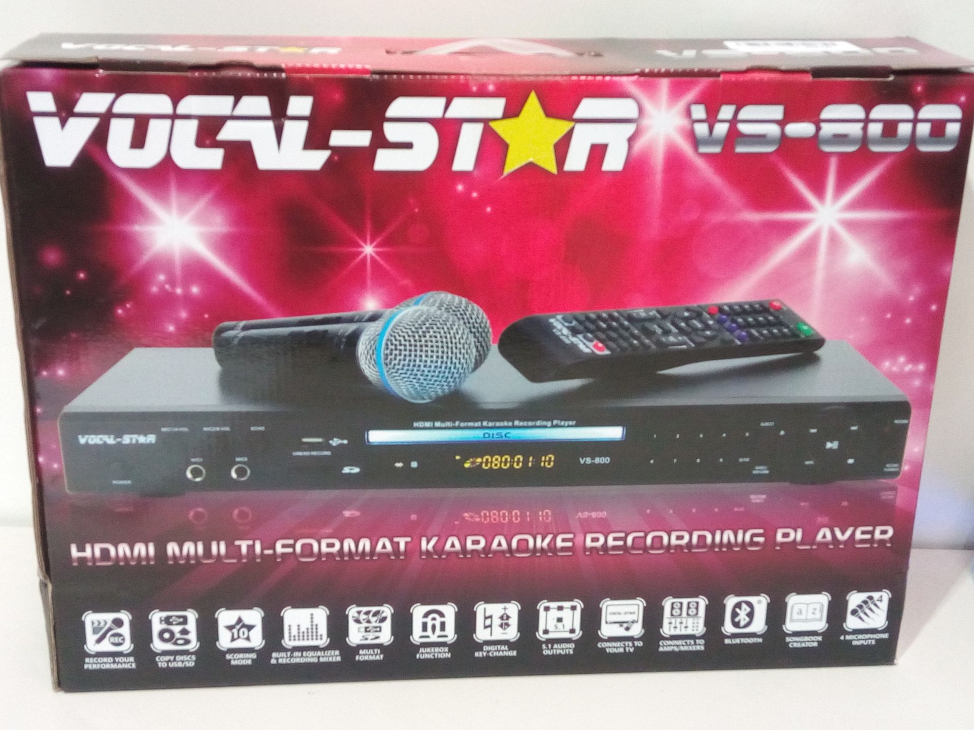 RRP £194.99 Vocal-Star VS-800 Karaoke Machine With 2 Wireless Microphones - Image 2 of 2