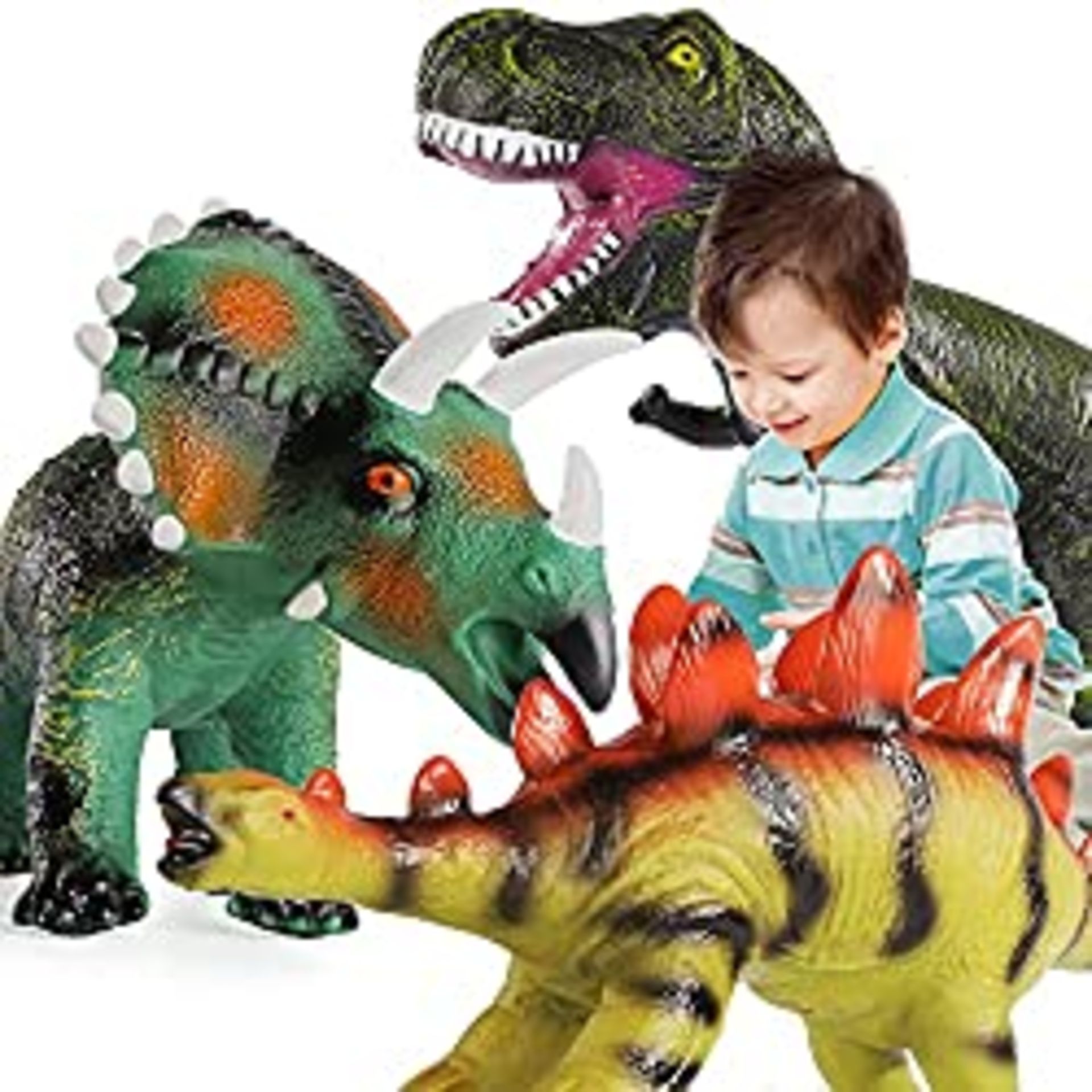 RRP £9.98 TEMI 3Pcs Huge Dinosaur Toys Inflatable Realistic Dinosaur Figures