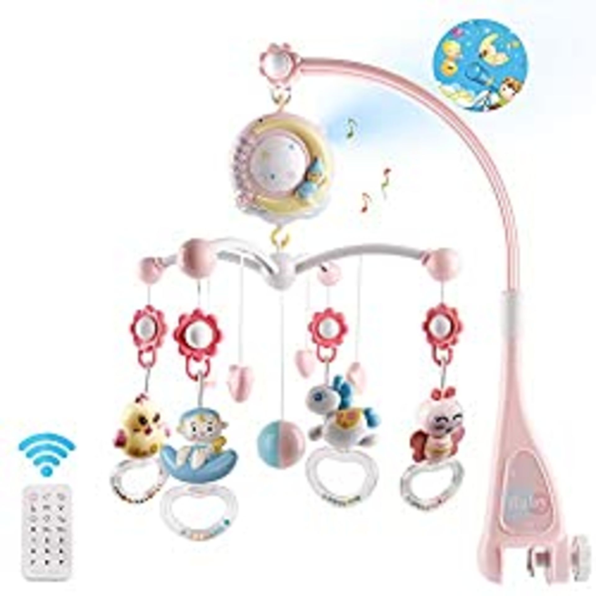 RRP £25.15 Baby Musical Crib Mobile with Timing Function Projector and Lights