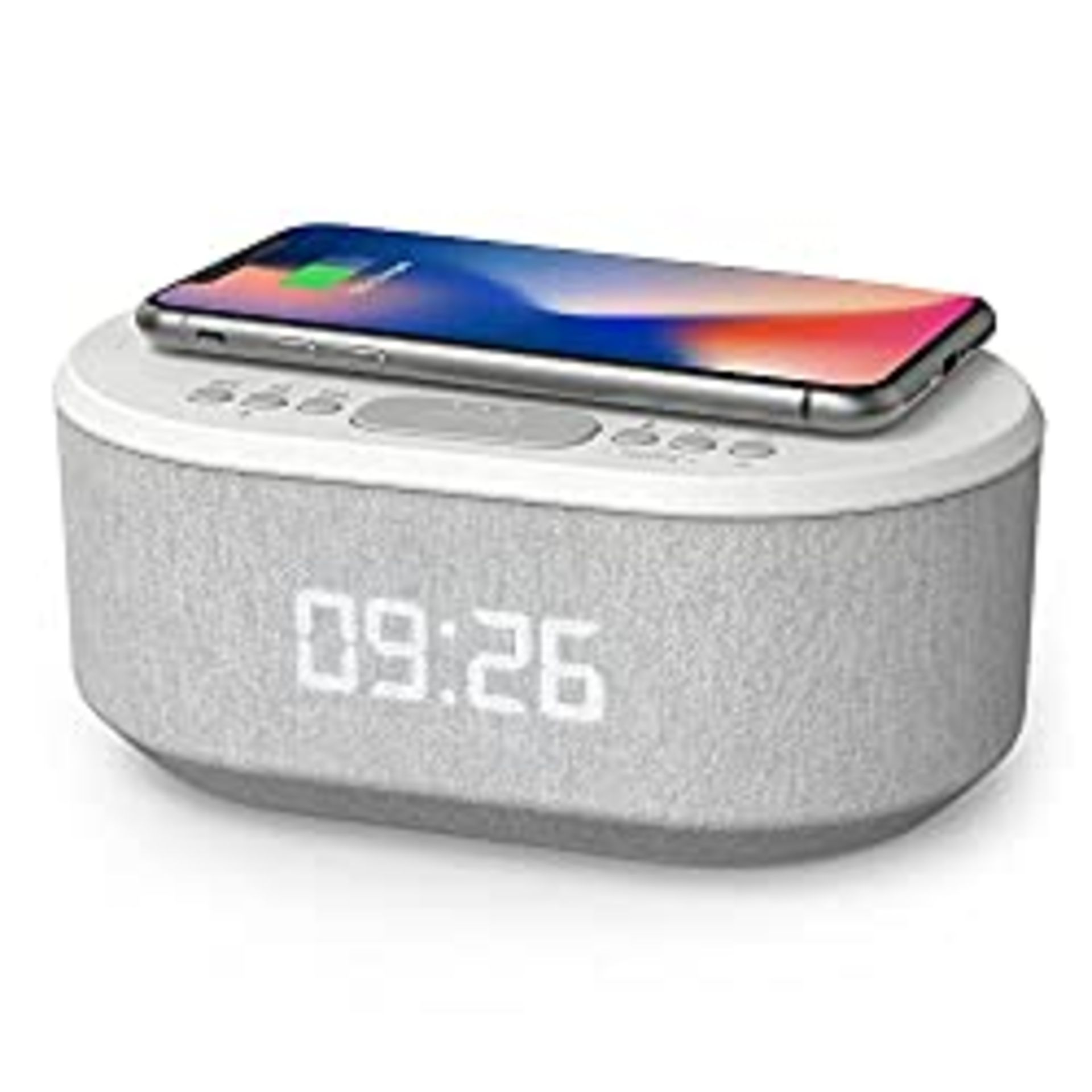 RRP £31.80 Bedside Wireless Charging Radio Alarm Clock with Dimmable LED Display