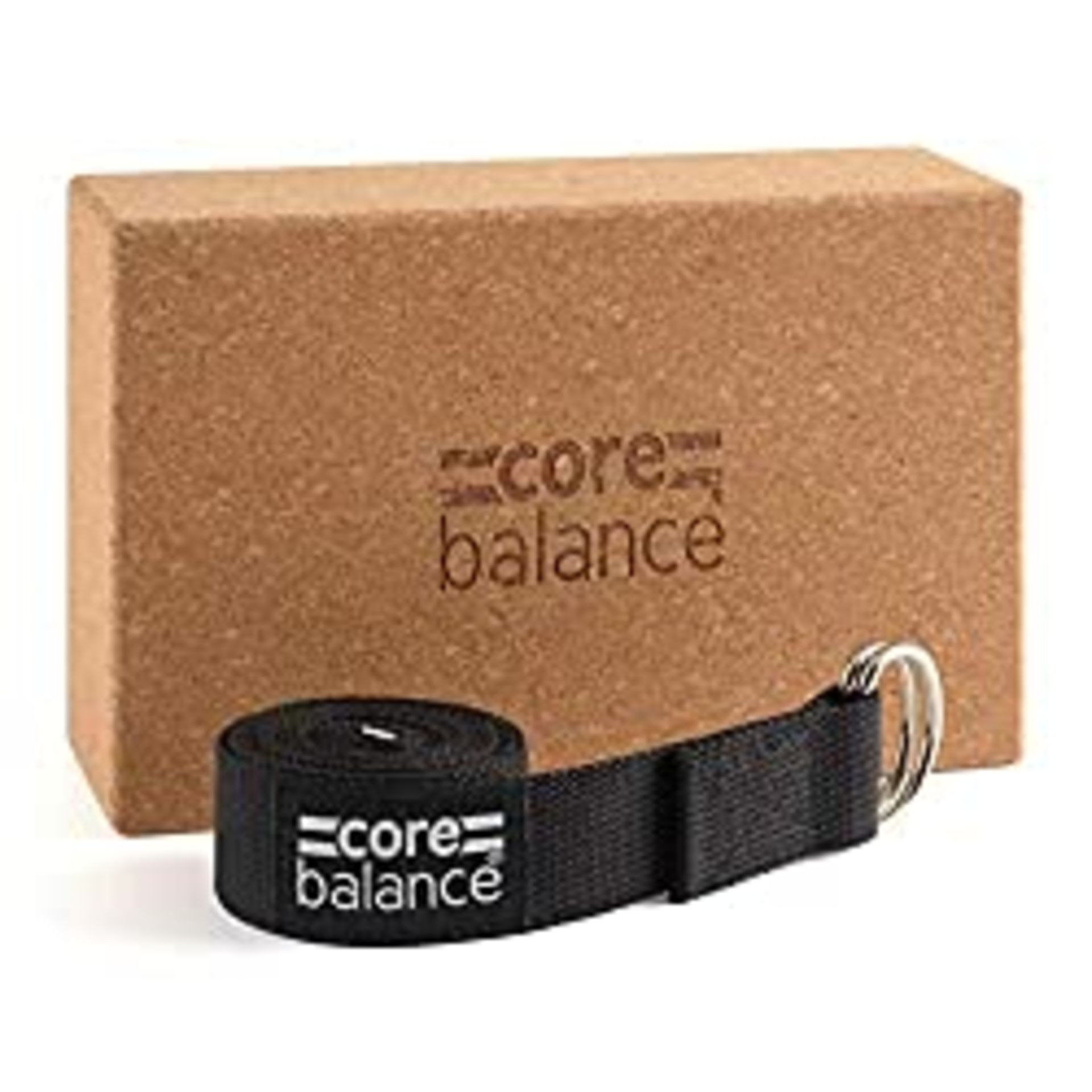 RRP £12.98 Core Balance Yoga Block and Strap Set Natural Anti