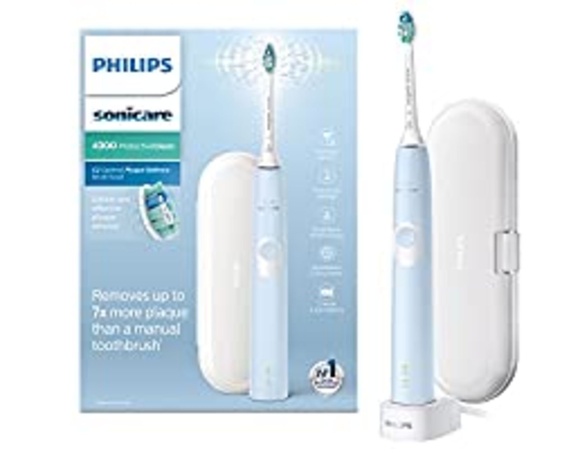 RRP £78.95 Philips Sonicare ProtectiveClean Model 4300 Electric Toothbrush, Light Blue