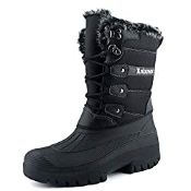 RRP £41.47 Knixmax Women's Winter Snow Boots Waterproof Sole Fur