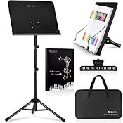 RRP £25.68 CAHAYA Sheet Music Stand Metal Portable with Carrying Bag