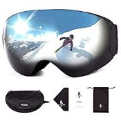 RRP £29.81 FREE SOLDIER Ski Goggles for Men and Women Anti-fog