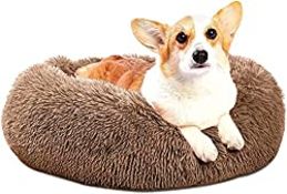 RRP £17.99 Purefun Donut Dog Bed 60 cm Brown Dog Bed for Puppy
