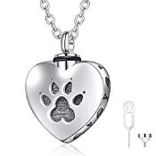 RRP £9.98 cluis Urn Necklace for Ashes Cremation Necklace Paw