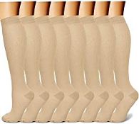 RRP £15.98 8 Pairs Compression Socks for Women and Men (15-20mmHg)- Great for Medical