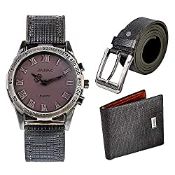 RRP £29.99 Souarts Mens Watch Set Artificial Leather Quartz Analog