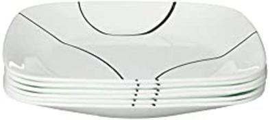 RRP £44.99 Corelle Square Simple Lines Lunch Plate Set, 6 Pack