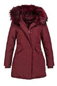 RRP £70.97 Elara Women's Jacket Winter Parka Chunkyrayan KOKO-5089 WineRot 38 (M)