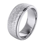 RRP £58.99 Heavy Solid Sterling Silver 8mm Hammered Unisex Wedding