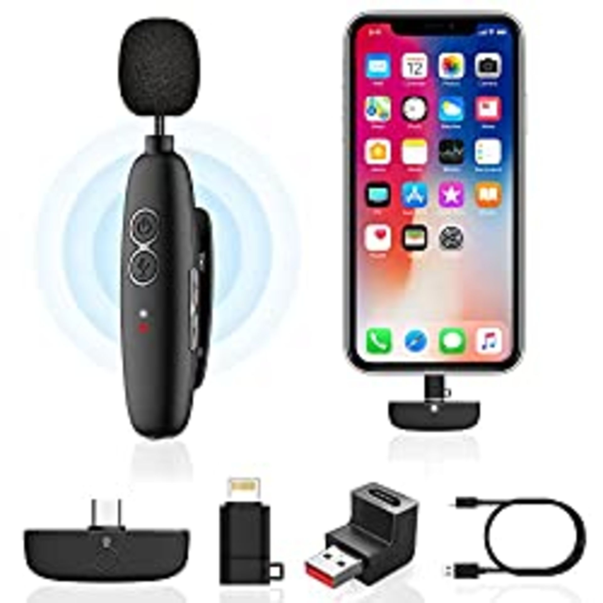 RRP £47.95 Plug&Play Wireless Lavalier Microphone for iPhone iPad Android Computer Laptop