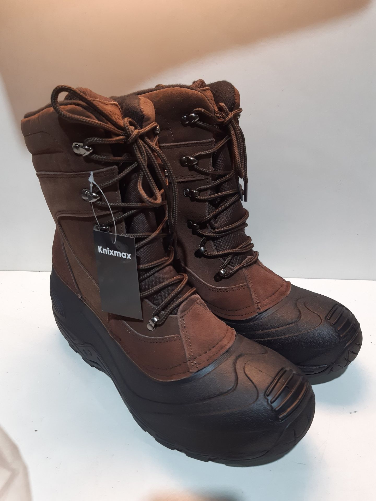 RRP £19.99 Knixmax Men Winter Snow Boots Fur Lined Anti-Slip Waterproof - Image 2 of 2