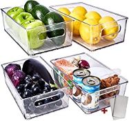 RRP £24.98 Fridge Organisers Bins [Set of 4] Fridge Storage Containers