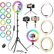 RRP £28.88 12.6'' Selfie Ring Light with Tripod Stand & Phone Holder Tall 74''