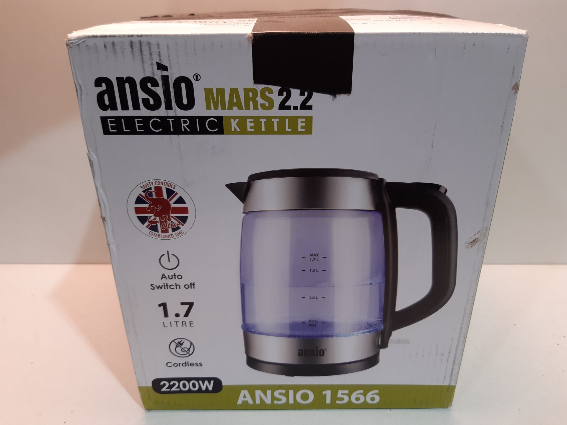 RRP £23.36 ANSIO Electric Kettle 2200W 1.7L Cordless - Image 2 of 2