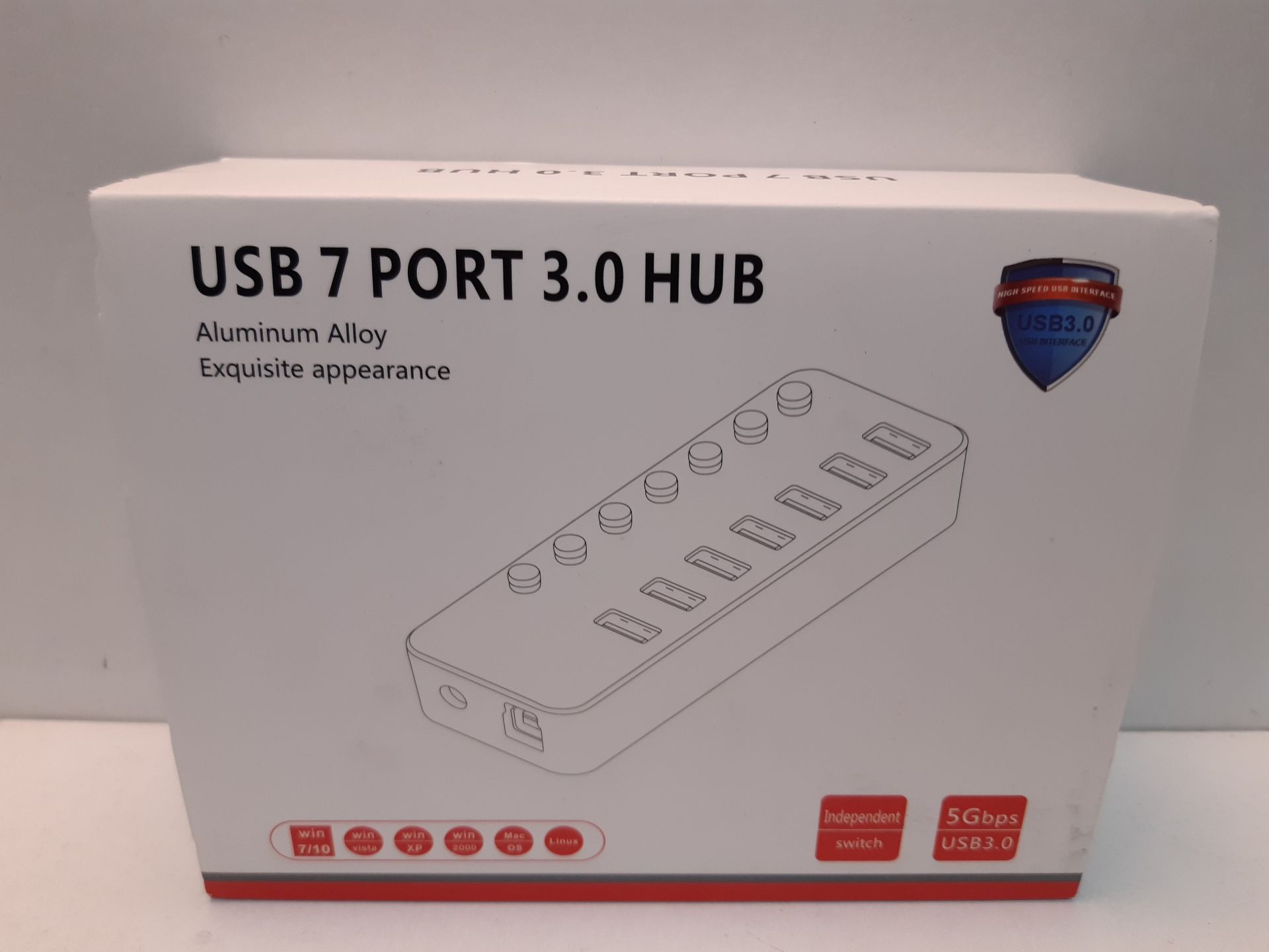 RRP £19.25 USB Hub Powered RSHTECH 7 Port USB 3.0 Data Hub Aluminum - Image 2 of 2