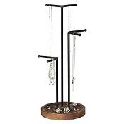 RRP £18.50 OROPY Jewellery Stand 3 Tier Metal Jewellery Display Holder with Wooden Tray