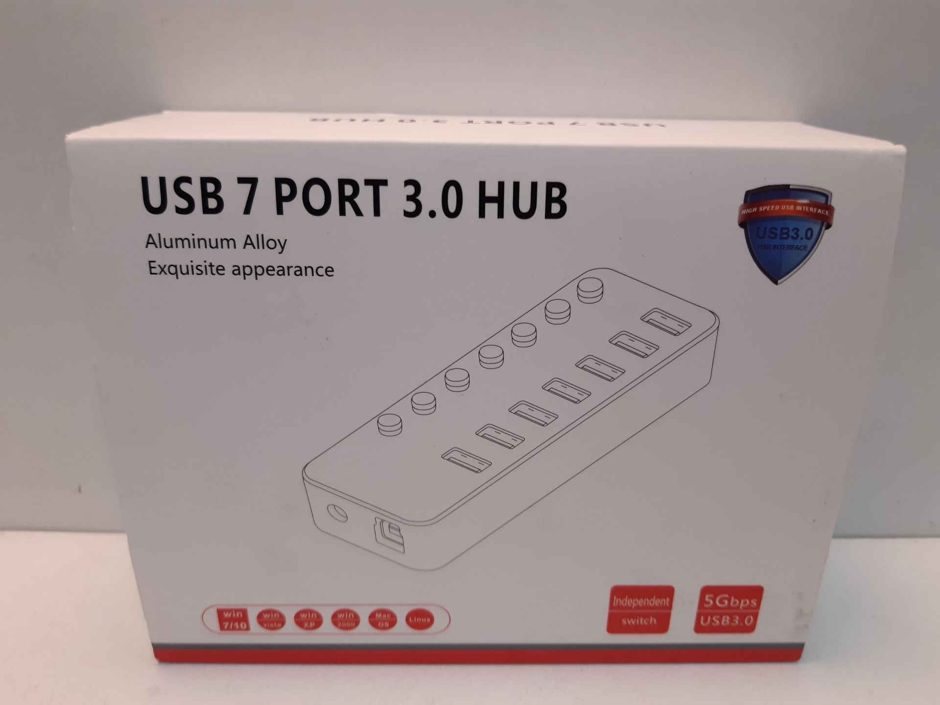 RRP £19.25 USB Hub Powered RSHTECH 7 Port USB 3.0 Data Hub Aluminum - Image 2 of 2